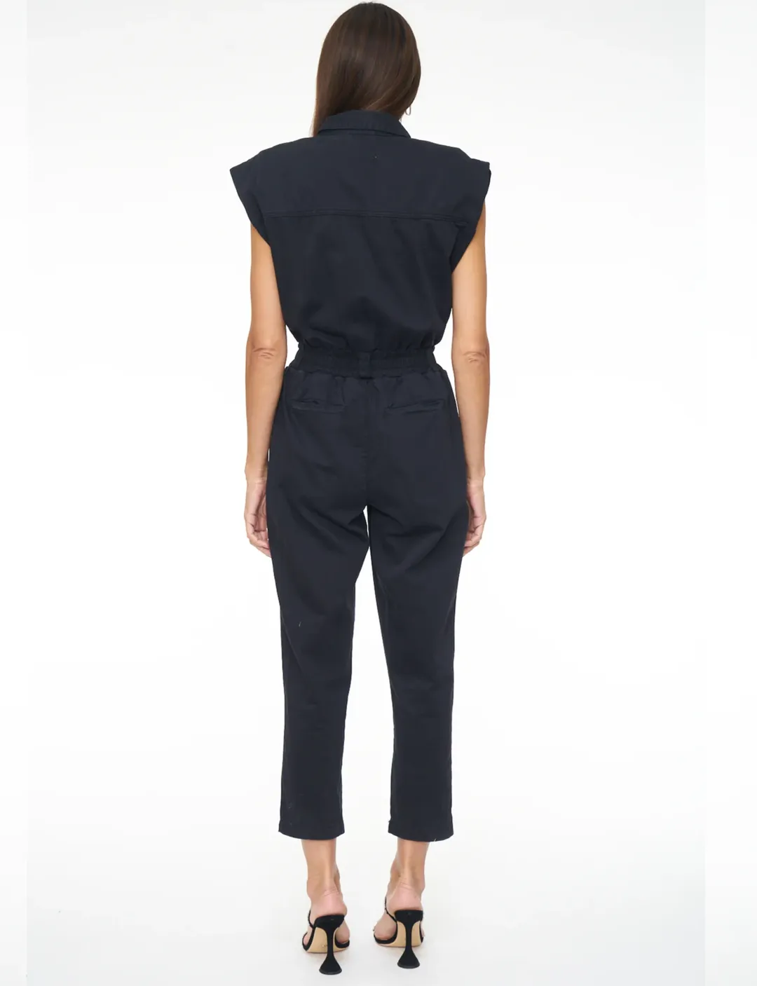 Rosie Shoulder Pad Jumpsuit, Fade To Black