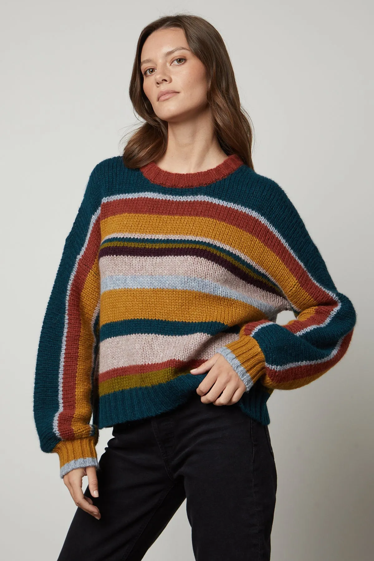 SAMARA STRIPED CREW NECK SWEATER