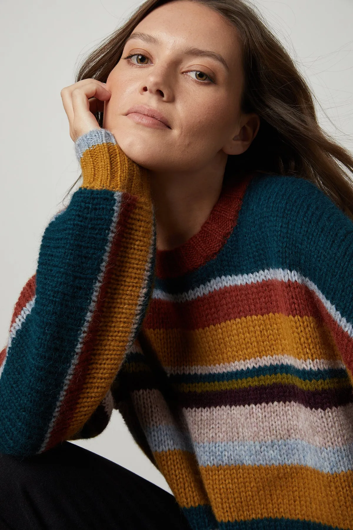 SAMARA STRIPED CREW NECK SWEATER