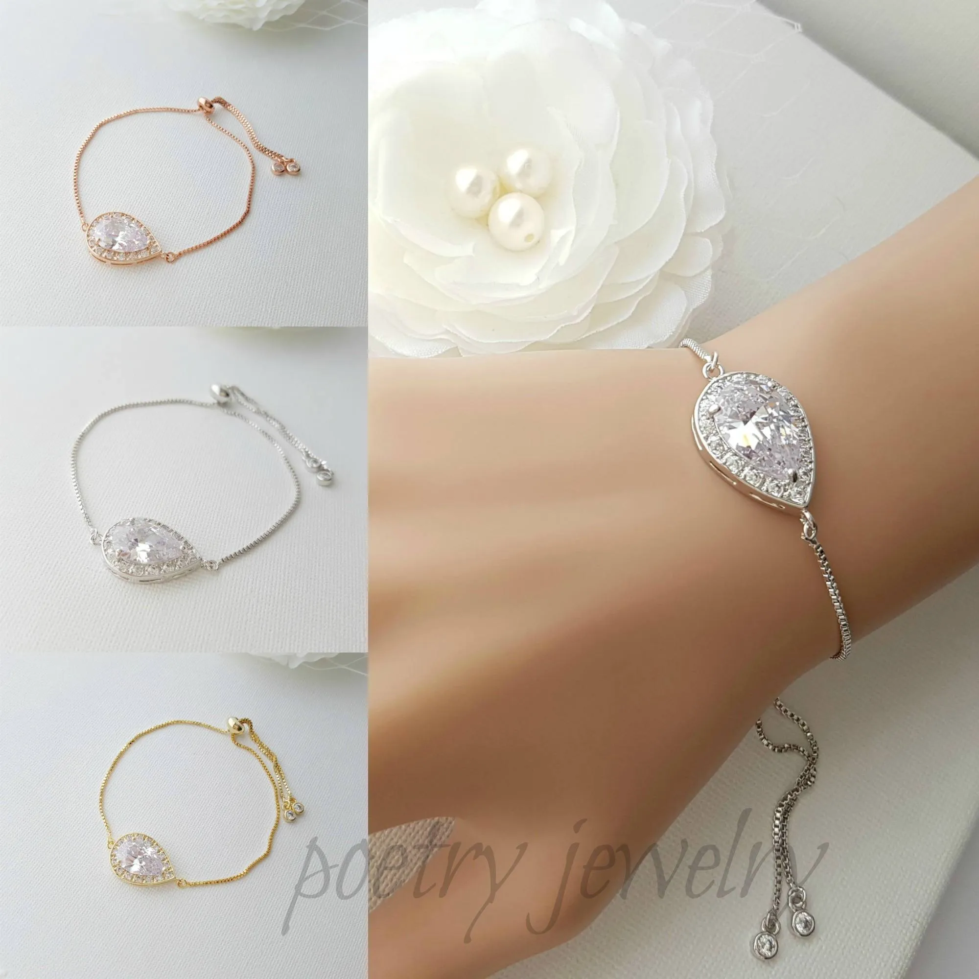 Simple Gold Wedding Bracelet for Both Brides & Bridesmaids- Evelyn