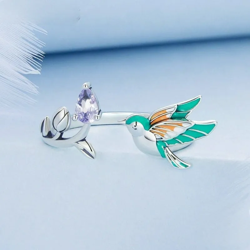 Sterling Silver Kingfisher Open Ring For Women