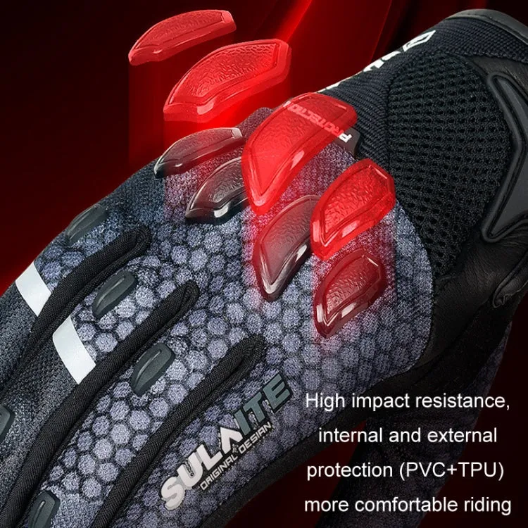 SULAITE Motorcycle Anti-fall Touch Screen Breathable Mesh Cycling Gloves, Size: XL(Black Green)