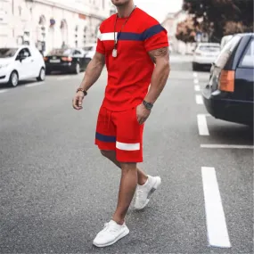 Summer Set Men Oversized T Shirt Shorts 2 Piece Outfits Short Sleeve Print Tracksuits Fashion Sportswear Sets Men's Clothing