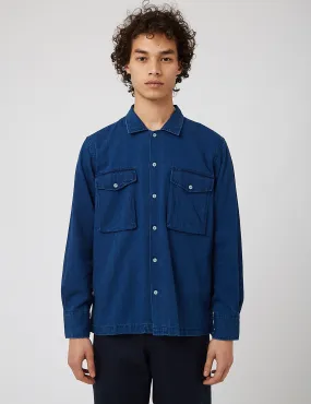 Universal Works Treck Shirt (Herringbone Denim) - Washed Indigo