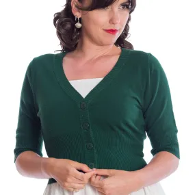 Vintage Half Sleeve Bottle Green Cardigan