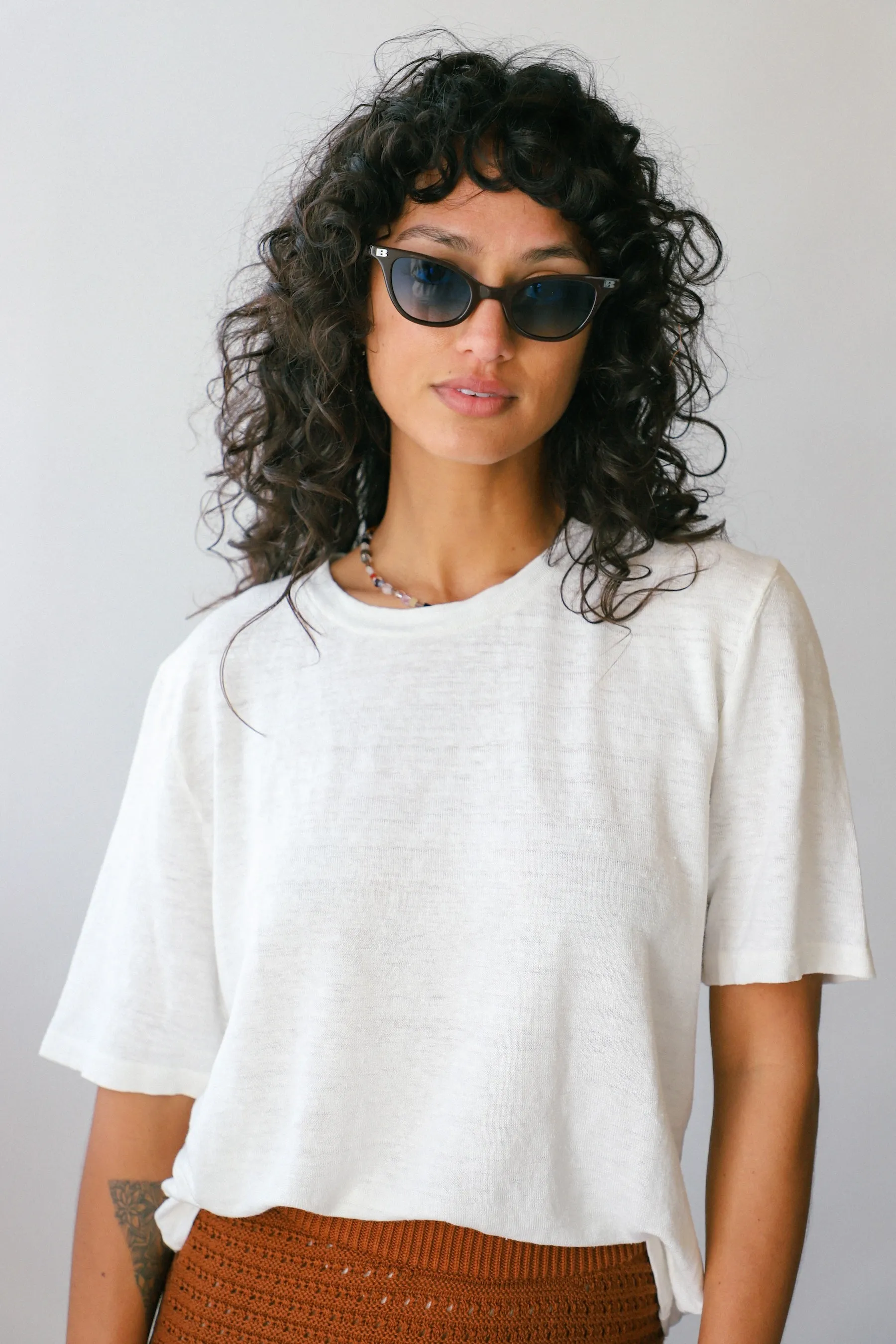 Washed White Dakota Cropped Tee