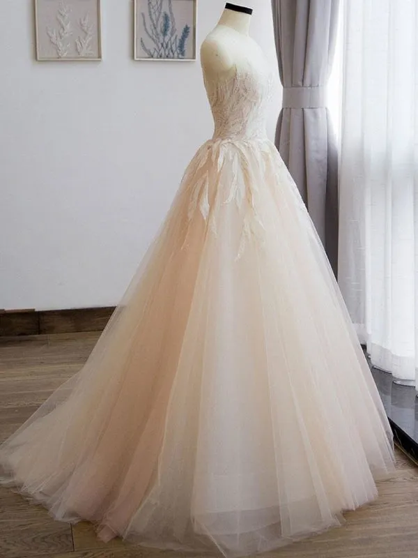 Wedding Dress 2021 Princess Silhouette Floor Length Jewel Neck Sleeveless Natural Waist Lace Tulle Bridal Gowns